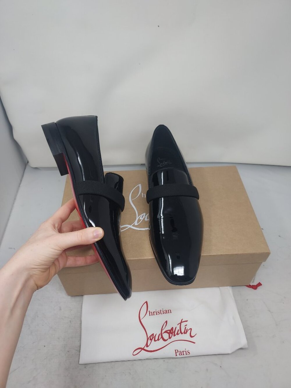 Christian Louboutin Black Mens Patent Dandy Deco Venetian Loafer